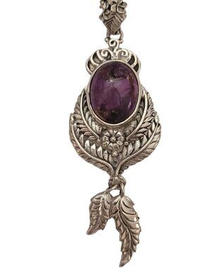 Sterling Silver 925 Copper Turquoise Feather Dangles Charm Pendant K703